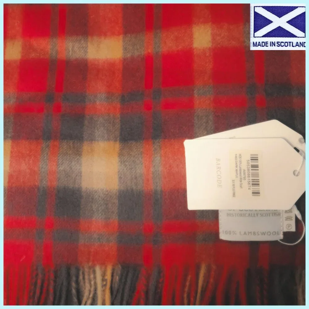 100% Lambswool Scarf Hypoallergenic SCOTTISH IMPORT THINK SOFT WARM TARTAN NWT